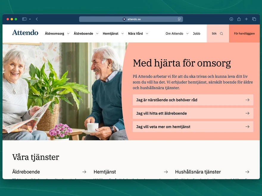 Attendos startsida
