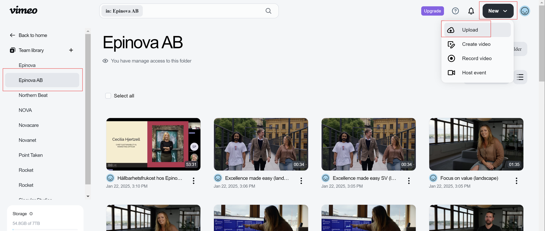 screenshot of uploading video to vimeo