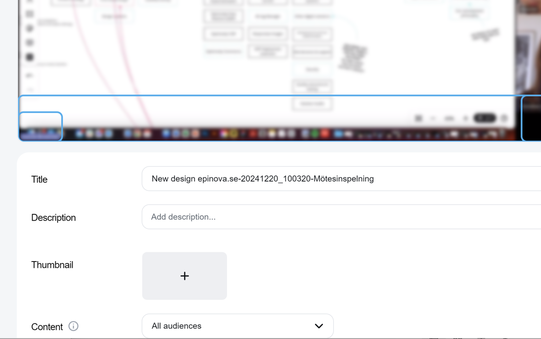 Screenshot of adding description to vimeo