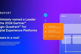 Gartner illustration med Optimizely utnämnd som "Leader" i text