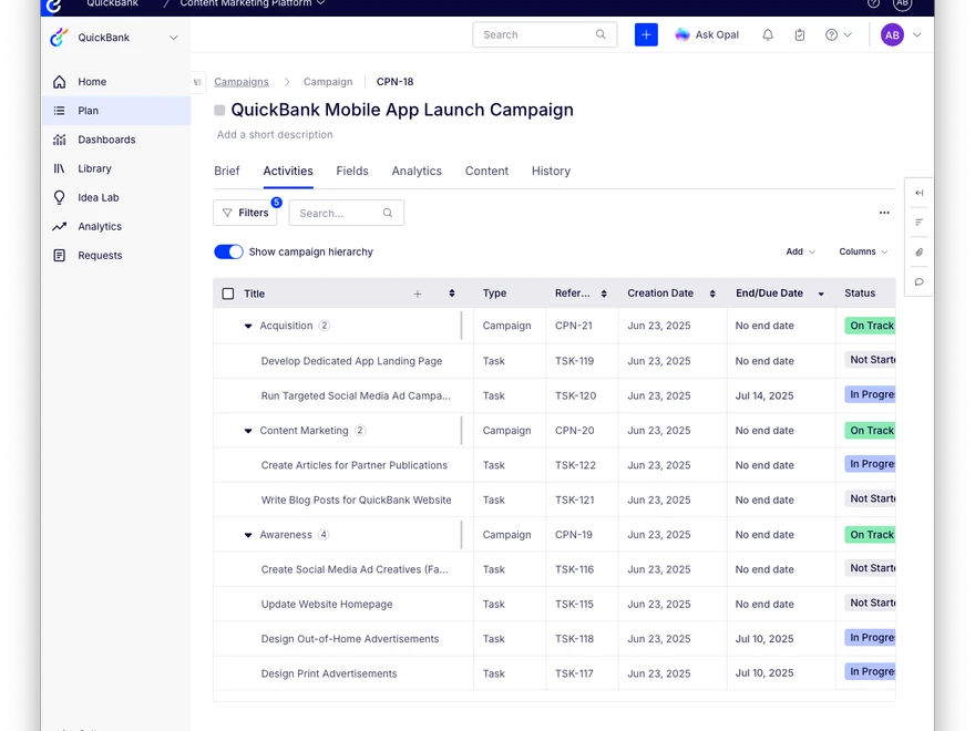 screenshot from CMP showing a dashboard