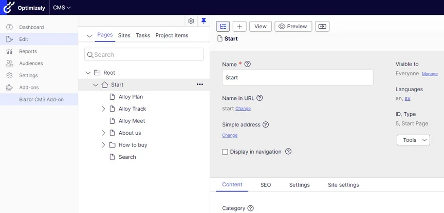 Blazor component as CMS Add-on